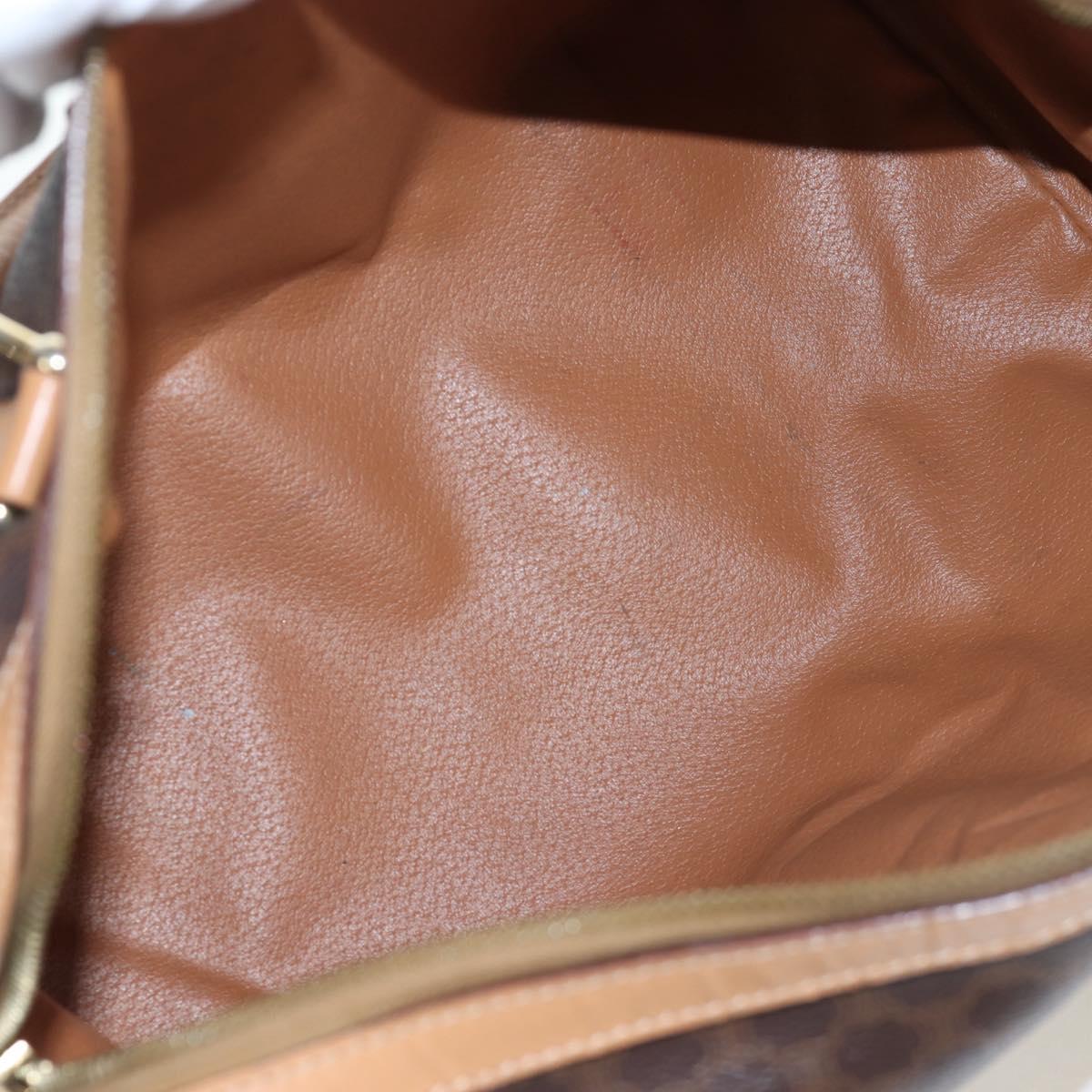 CELINE Macadam Canvas Boston Bag PVC Leather Brown Gold Auth 191818V