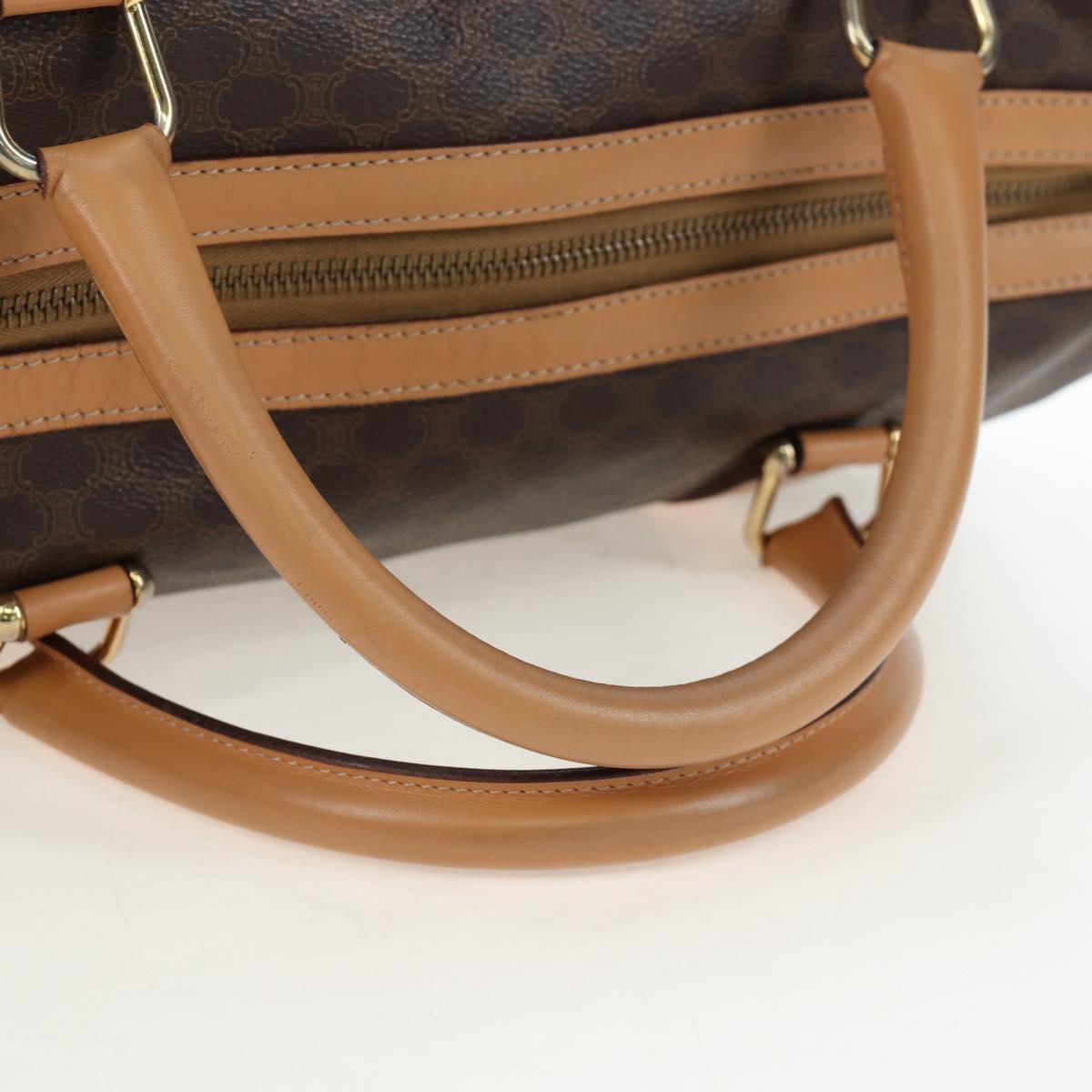 CELINE Macadam Canvas Boston Bag PVC Leather Brown Gold Auth 191818V