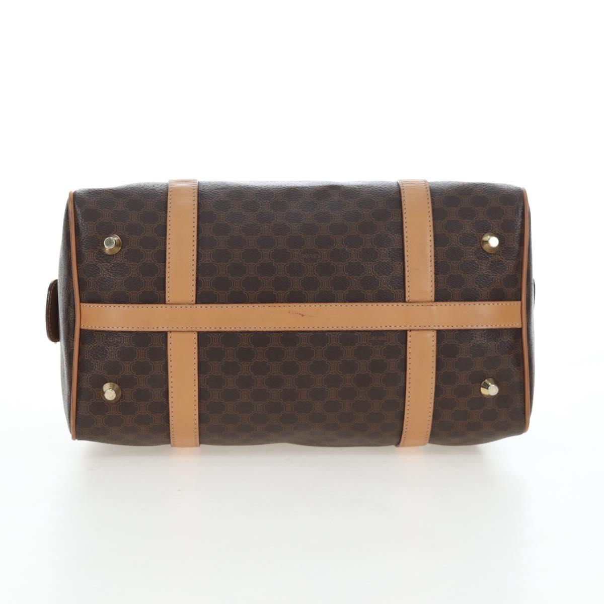 CELINE Macadam Canvas Boston Bag PVC Leather Brown Gold Auth 191818V