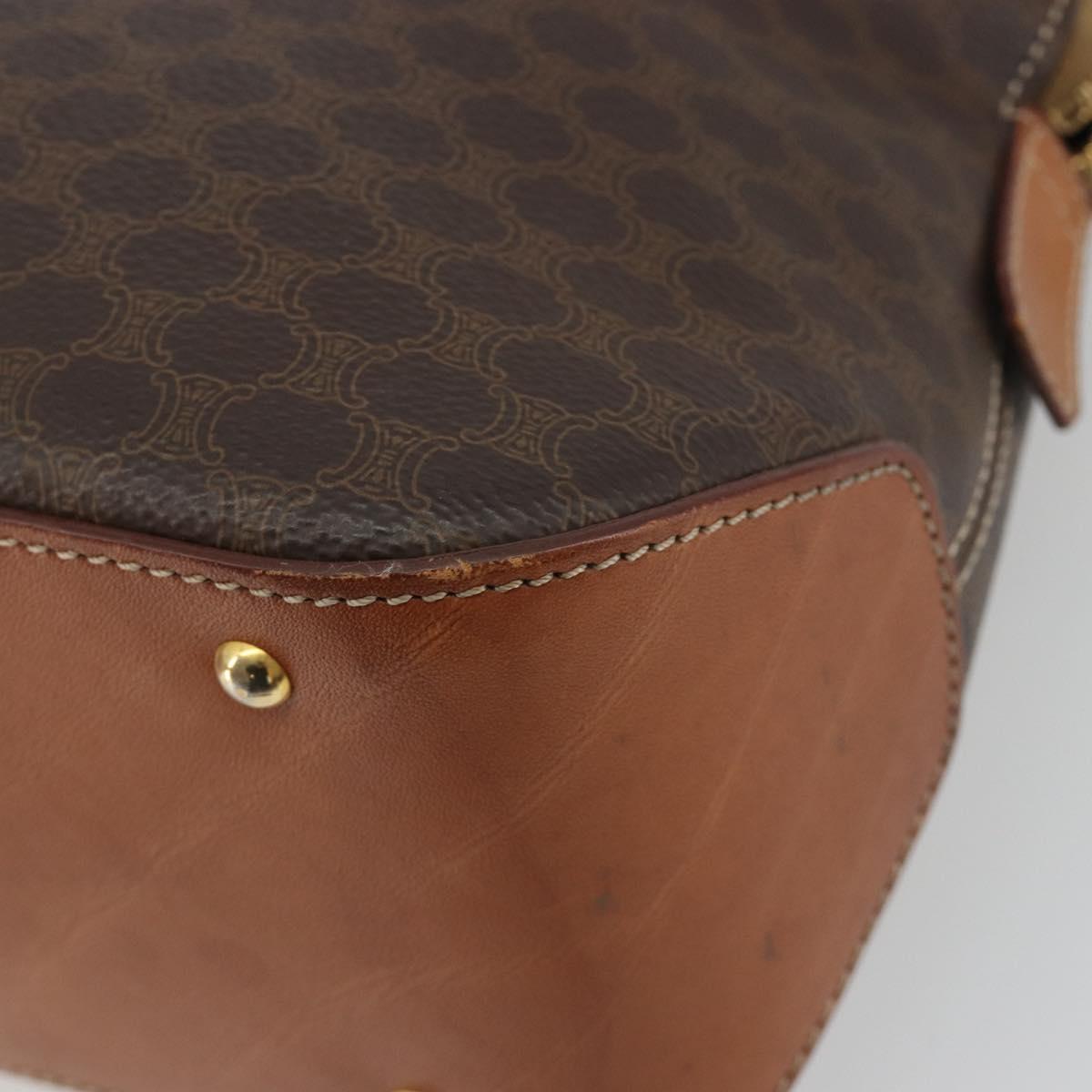CELINE Macadam Canvas Hand Bag PVC Leather Brown Gold Auth 191819A