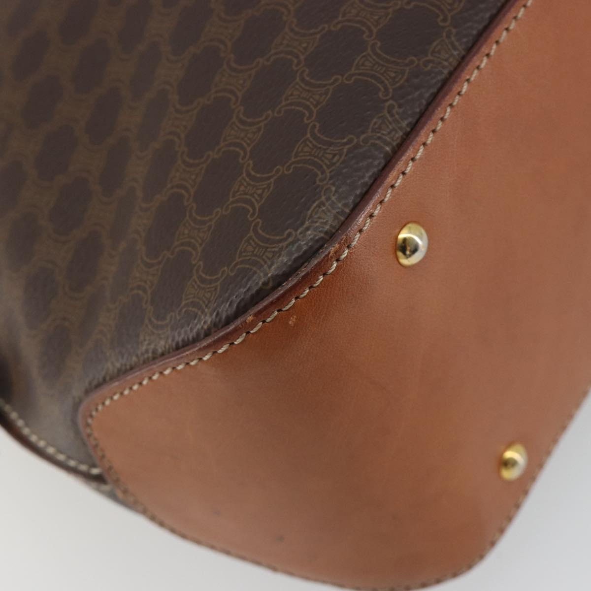 CELINE Macadam Canvas Hand Bag PVC Leather Brown Gold Auth 191819A