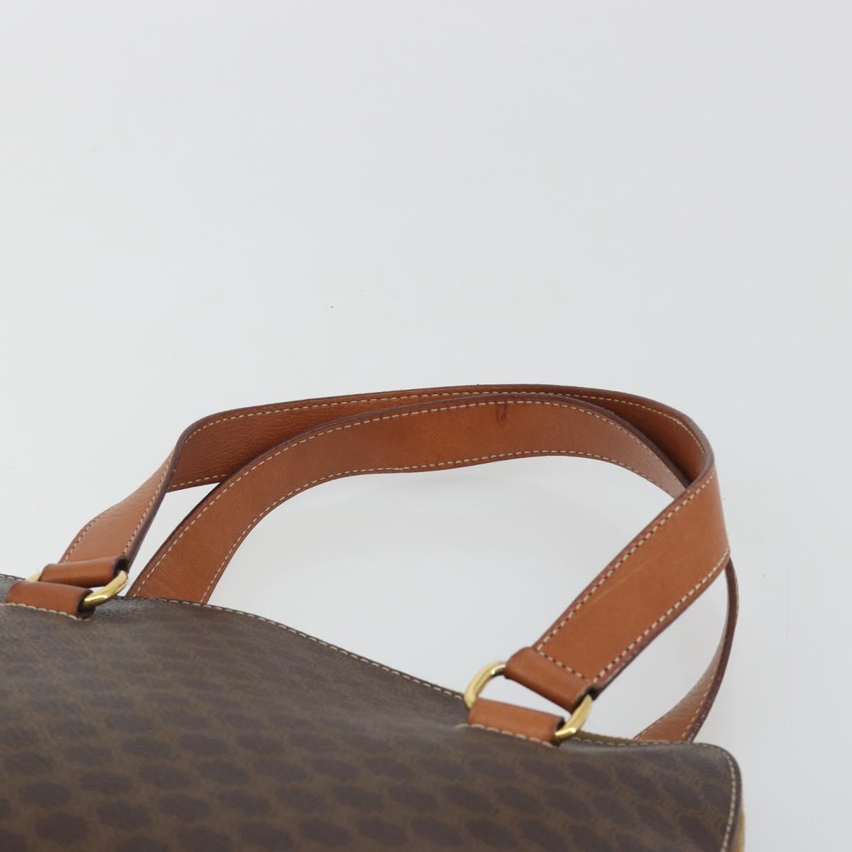 CELINE Macadam Canvas Hand Bag PVC Leather Brown Gold Auth 191819A