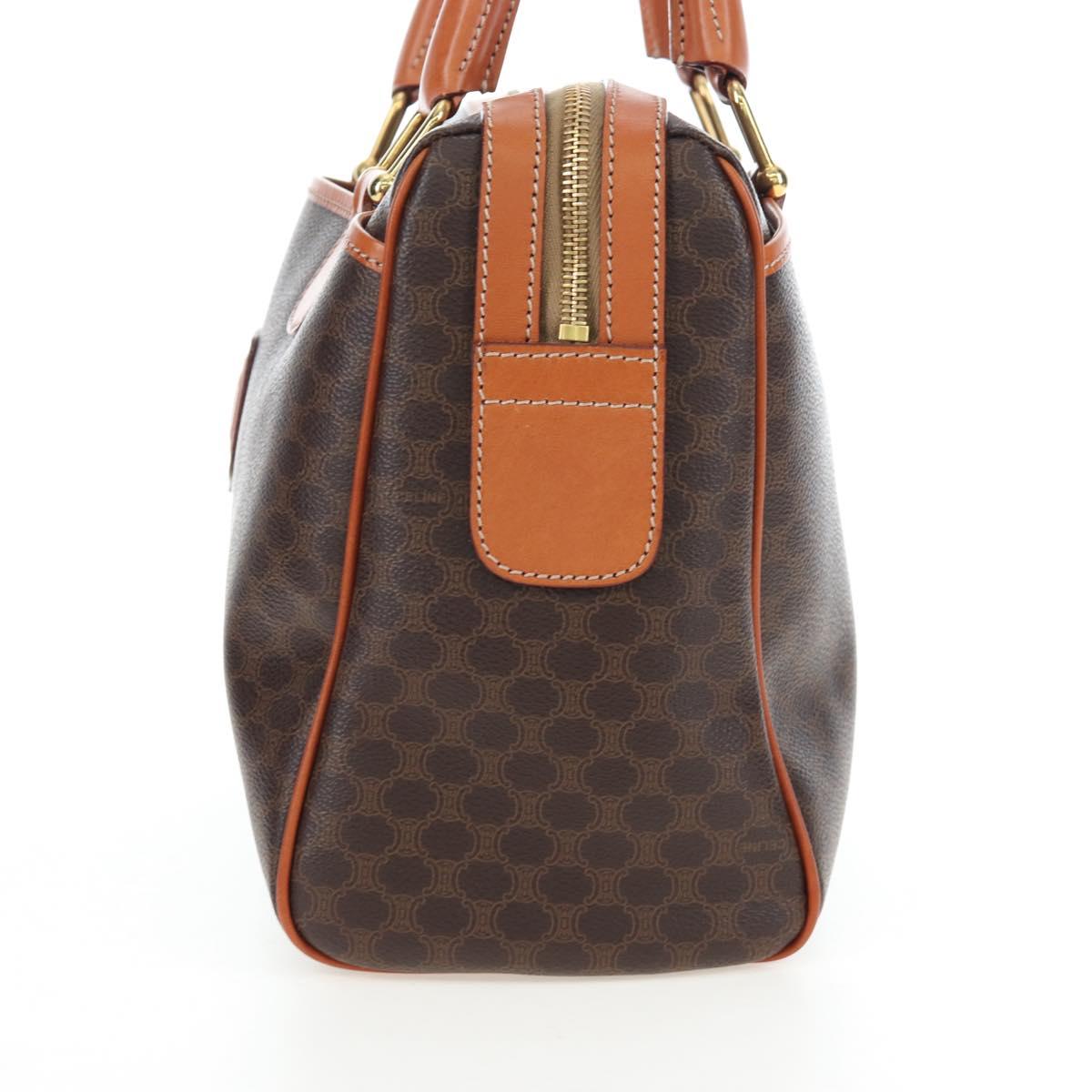 CELINE Macadam Canvas Hand Bag PVC Leather Brown Gold Auth 191820V