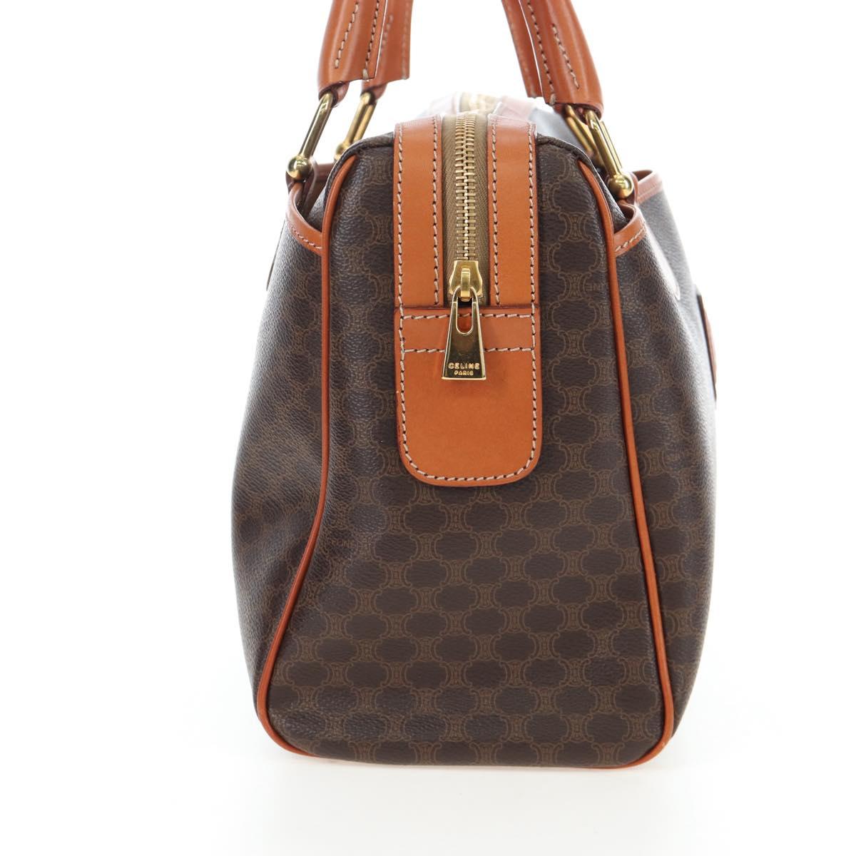CELINE Macadam Canvas Hand Bag PVC Leather Brown Gold Auth 191820V