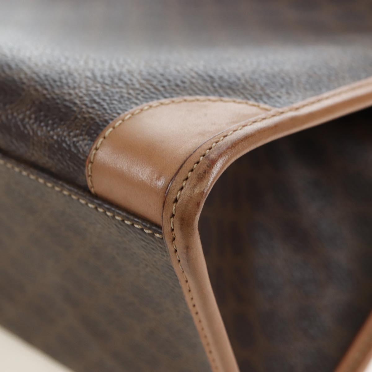 CELINE Macadam Canvas Hand Bag PVC Leather Brown Gold Auth 191821V