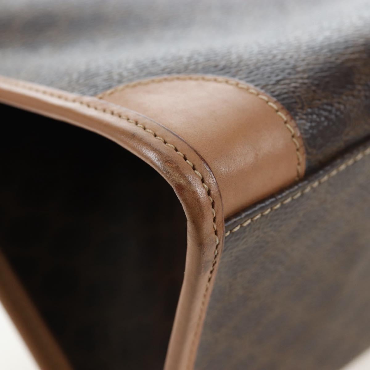 CELINE Macadam Canvas Hand Bag PVC Leather Brown Gold Auth 191821V