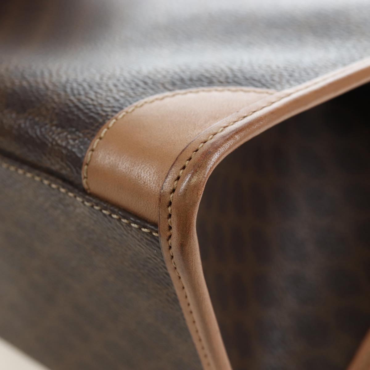 CELINE Macadam Canvas Hand Bag PVC Leather Brown Gold Auth 191821V