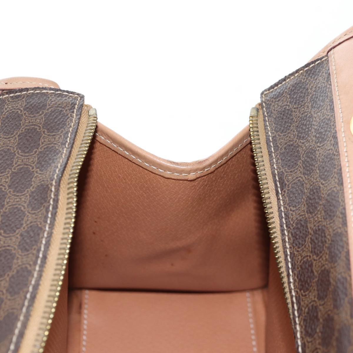 CELINE Macadam Canvas Hand Bag PVC Leather Brown Gold Auth 191821V