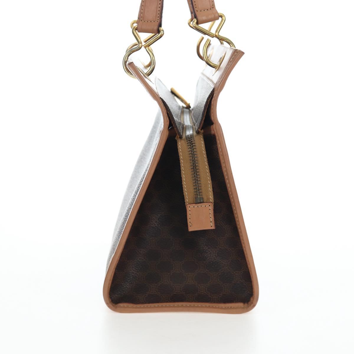 CELINE Macadam Canvas Hand Bag PVC Leather Brown Gold Auth 191821V