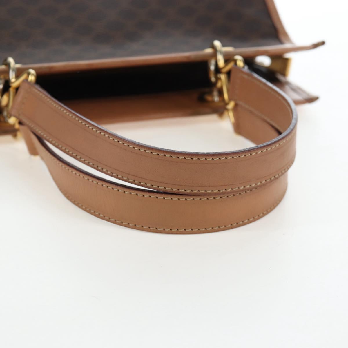 CELINE Macadam Canvas Hand Bag PVC Leather Brown Gold Auth 191821V