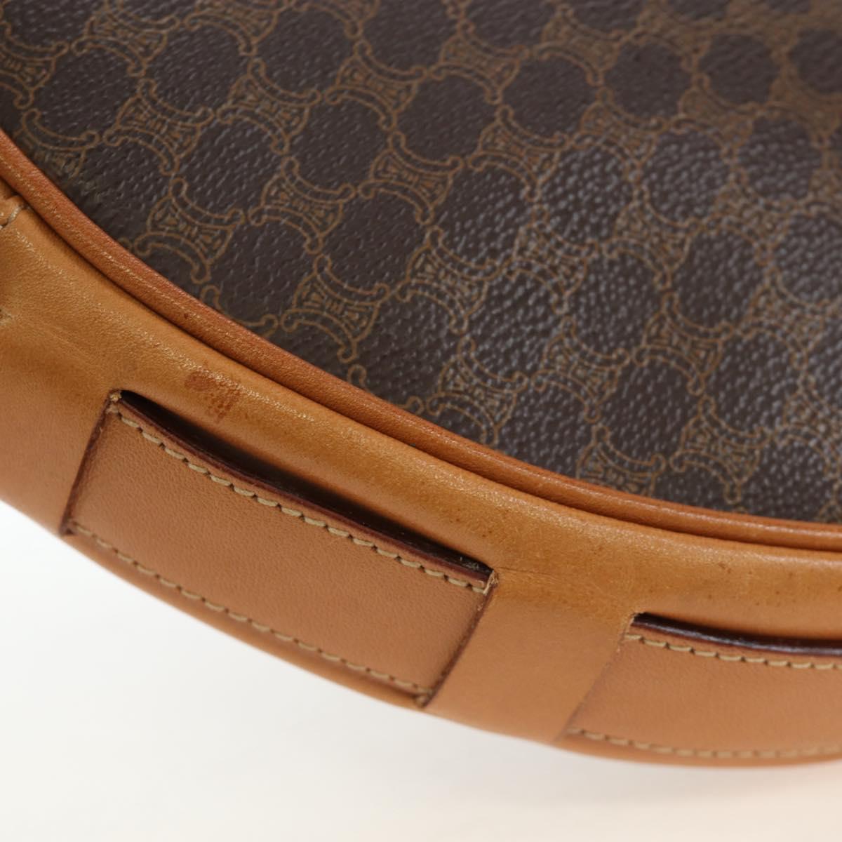 CELINE Macadam Canvas Shoulder Bag PVC Leather Brown Gold Auth 191822V