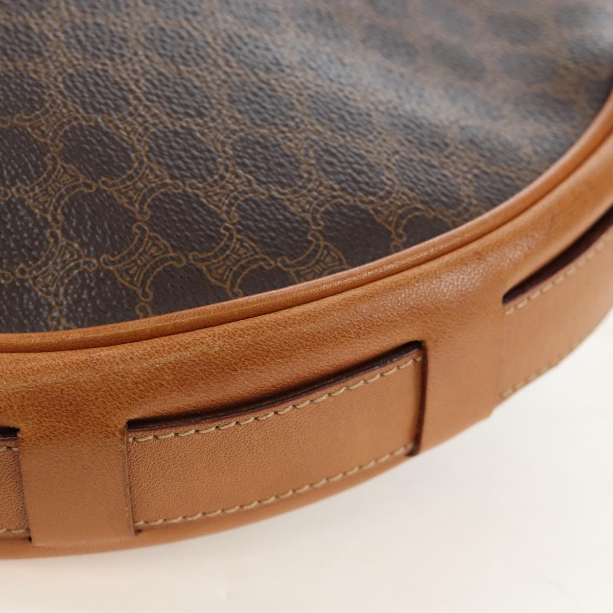 CELINE Macadam Canvas Shoulder Bag PVC Leather Brown Gold Auth 191822V