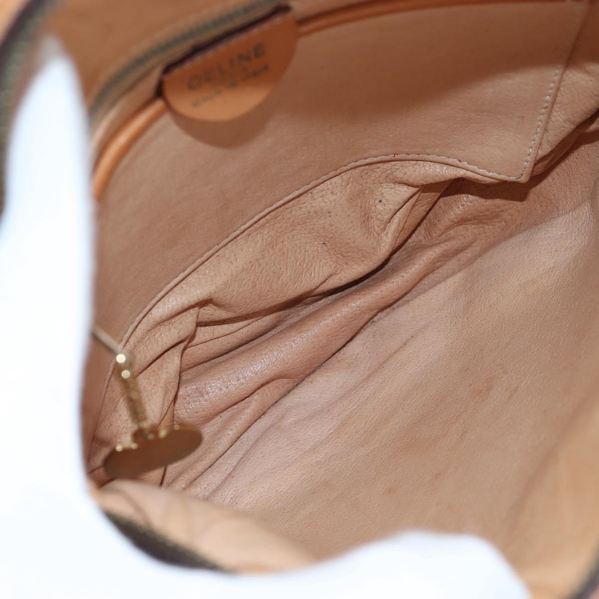 CELINE Macadam Canvas Shoulder Bag PVC Leather Brown Gold Auth 191822V