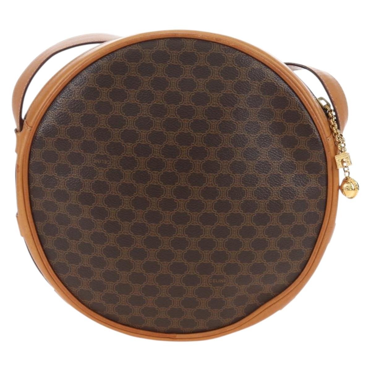 CELINE Macadam Canvas Shoulder Bag PVC Leather Brown Gold Auth 191822V
