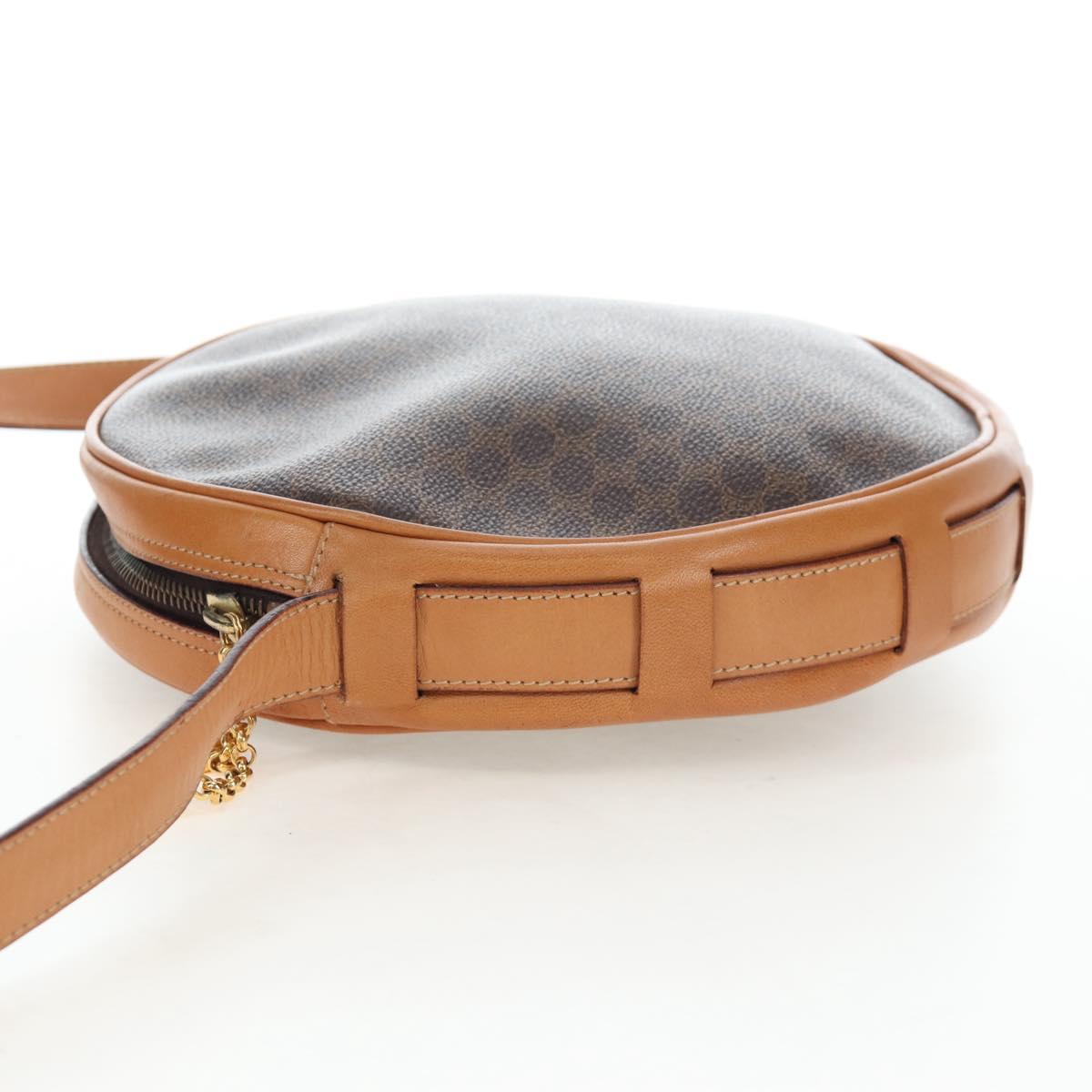 CELINE Macadam Canvas Shoulder Bag PVC Leather Brown Gold Auth 191822V
