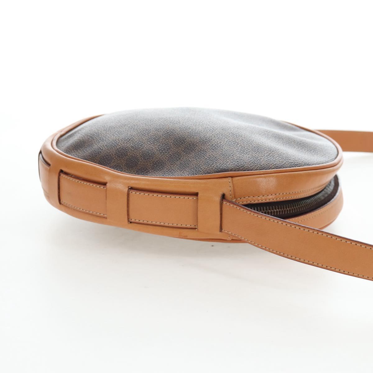 CELINE Macadam Canvas Shoulder Bag PVC Leather Brown Gold Auth 191822V