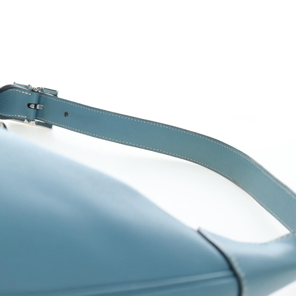 HERMES Trim 38 Shoulder Bag Leather Light Blue Silver Auth 191823M