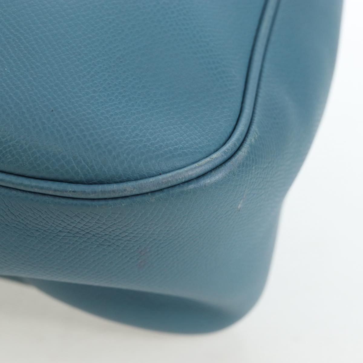 HERMES Trim 38 Shoulder Bag Leather Light Blue Silver Auth 191823M