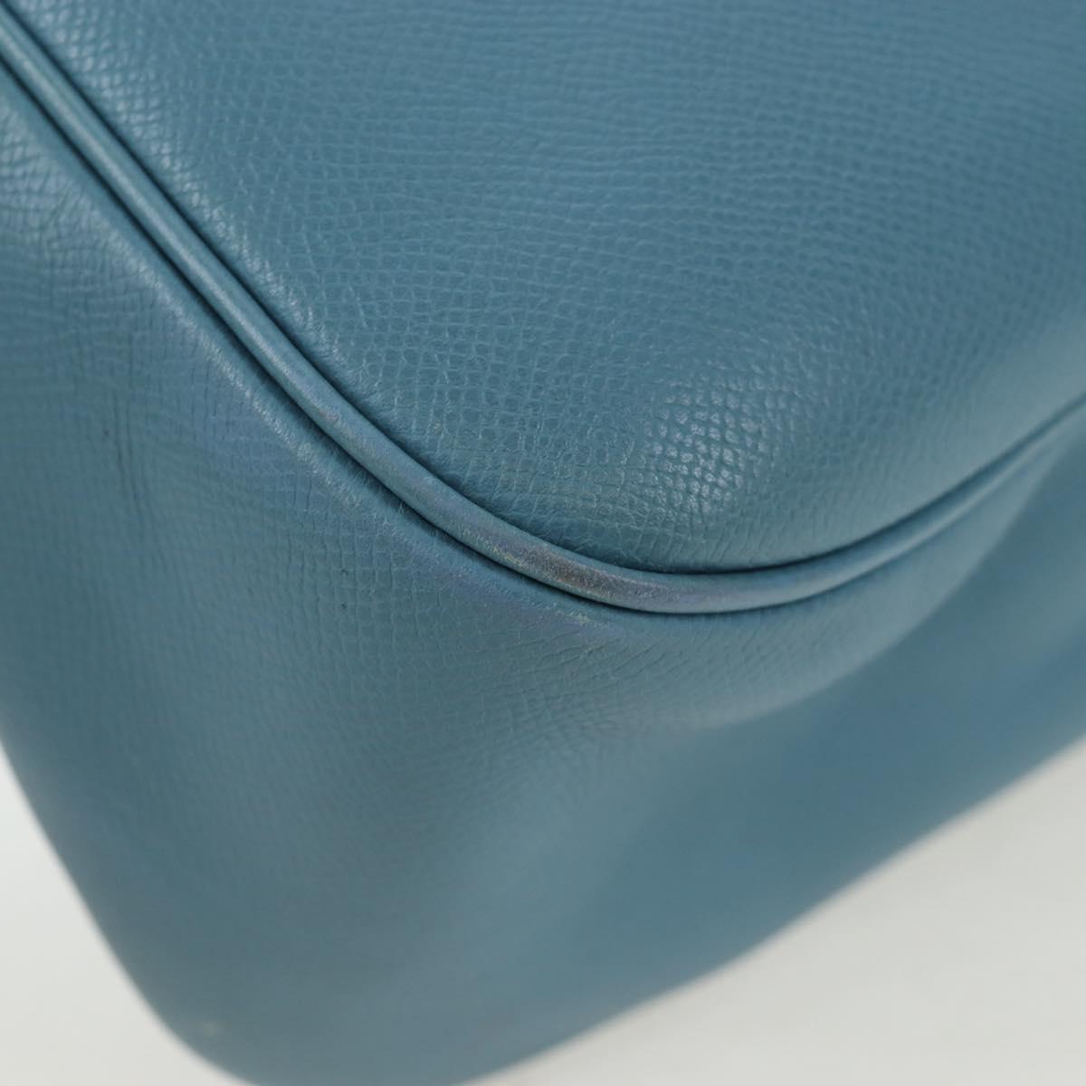 HERMES Trim 38 Shoulder Bag Leather Light Blue Silver Auth 191823M