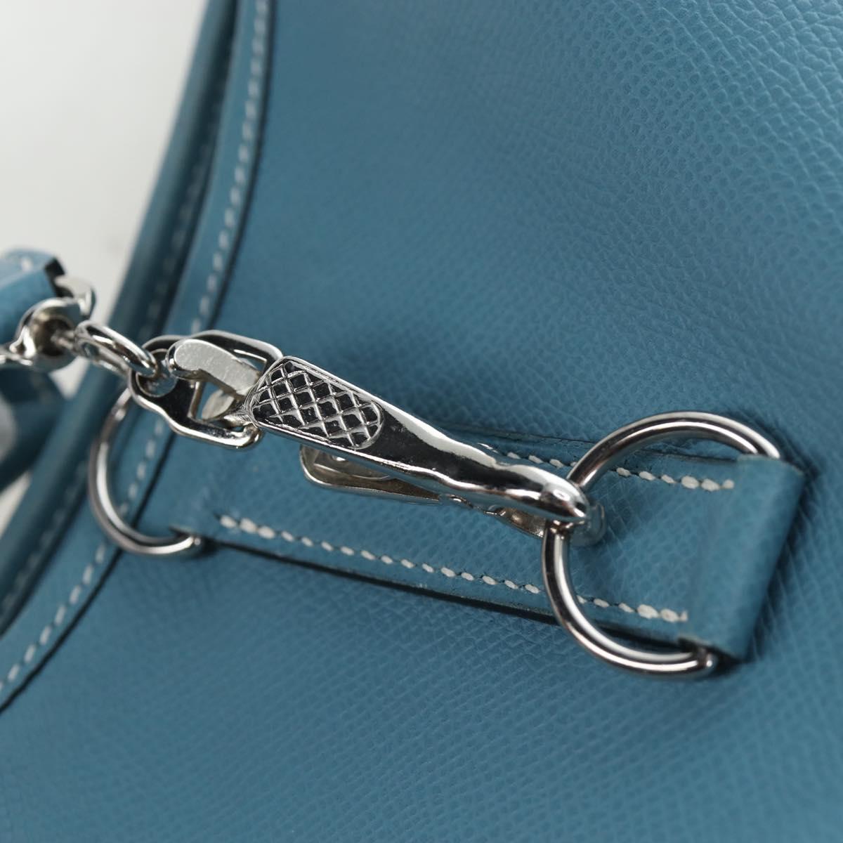 HERMES Trim 38 Shoulder Bag Leather Light Blue Silver Auth 191823M