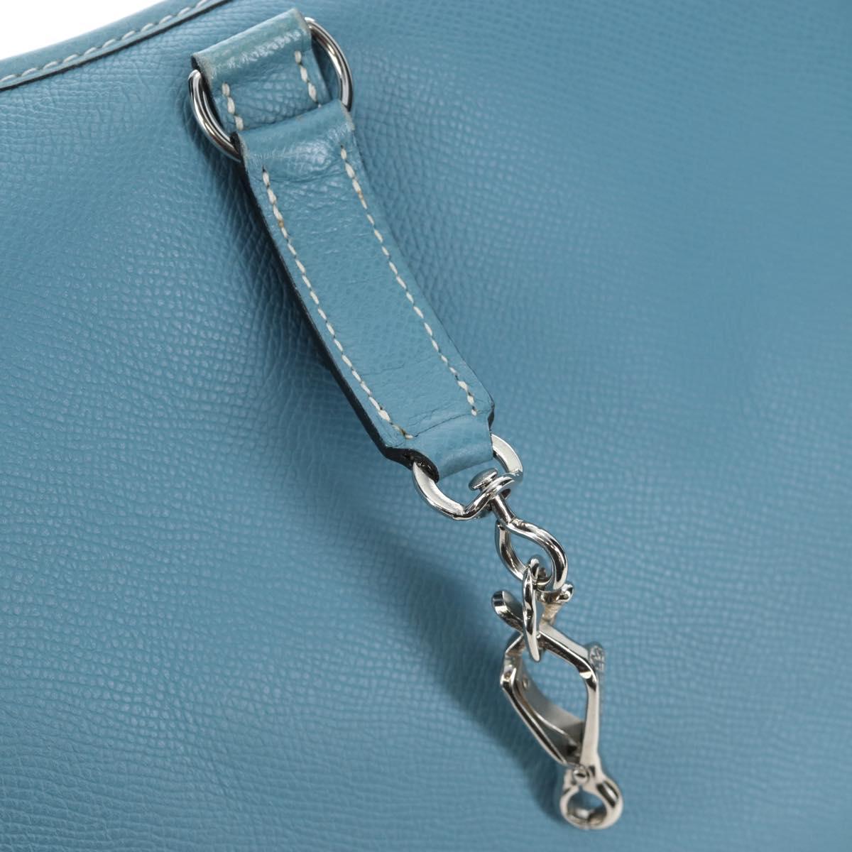 HERMES Trim 38 Shoulder Bag Leather Light Blue Silver Auth 191823M