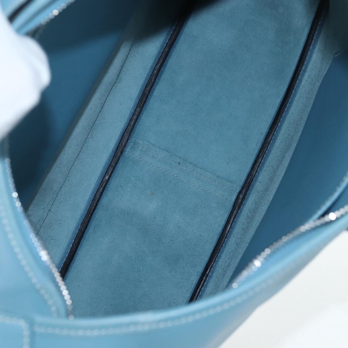 HERMES Trim 38 Shoulder Bag Leather Light Blue Silver Auth 191823M