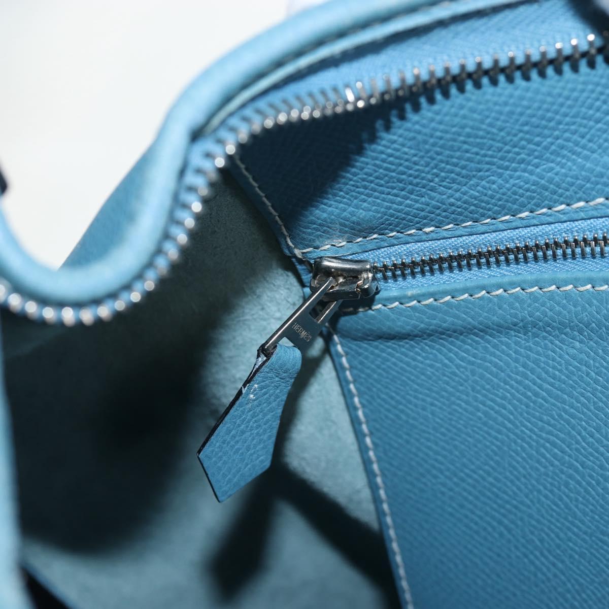 HERMES Trim 38 Shoulder Bag Leather Light Blue Silver Auth 191823M