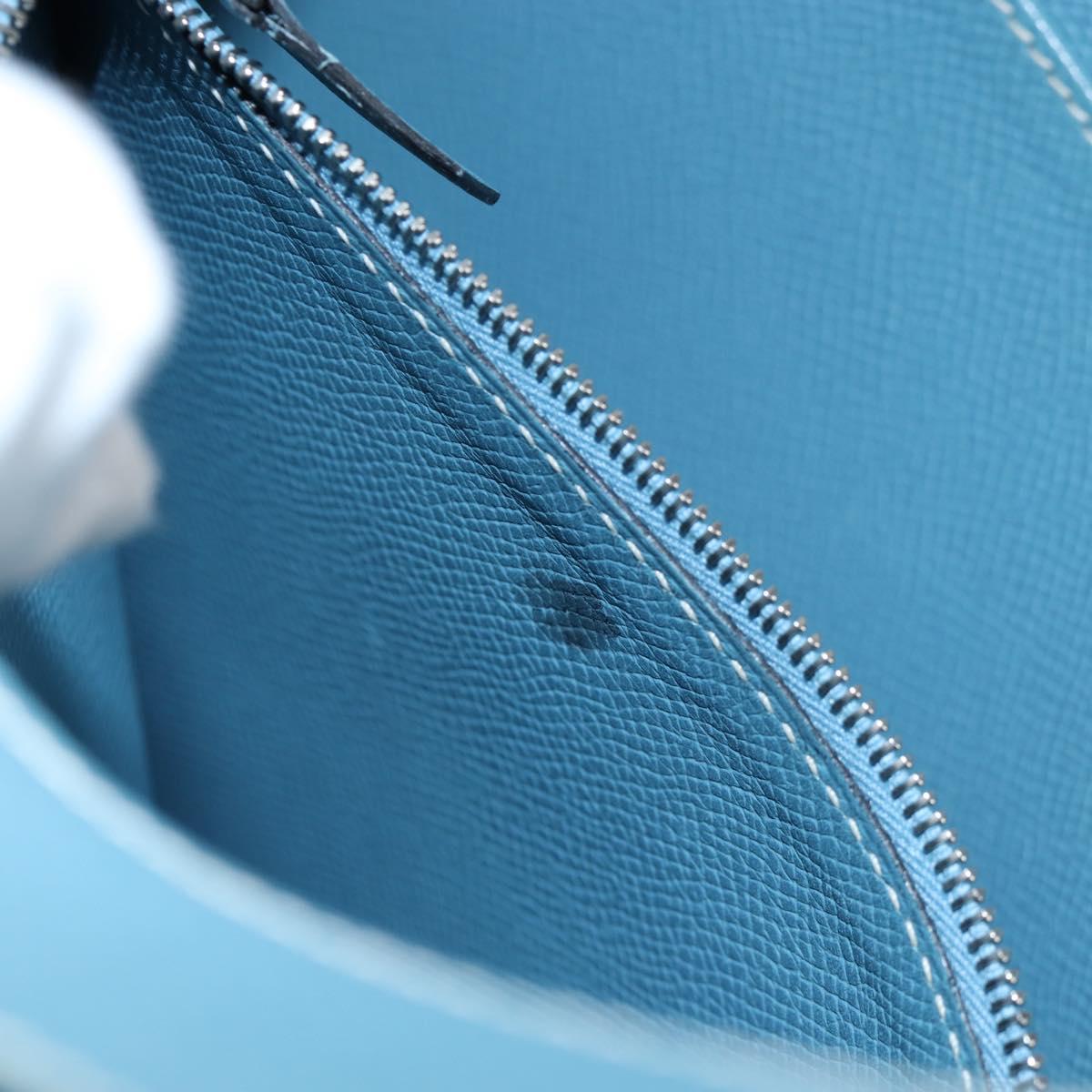 HERMES Trim 38 Shoulder Bag Leather Light Blue Silver Auth 191823M