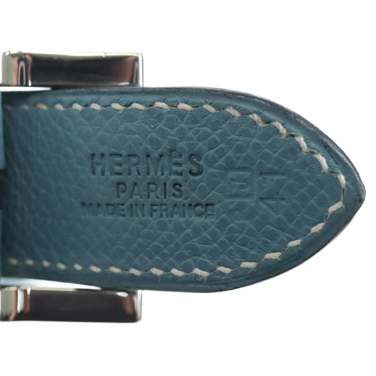 HERMES Trim 38 Shoulder Bag Leather Light Blue Silver Auth 191823M