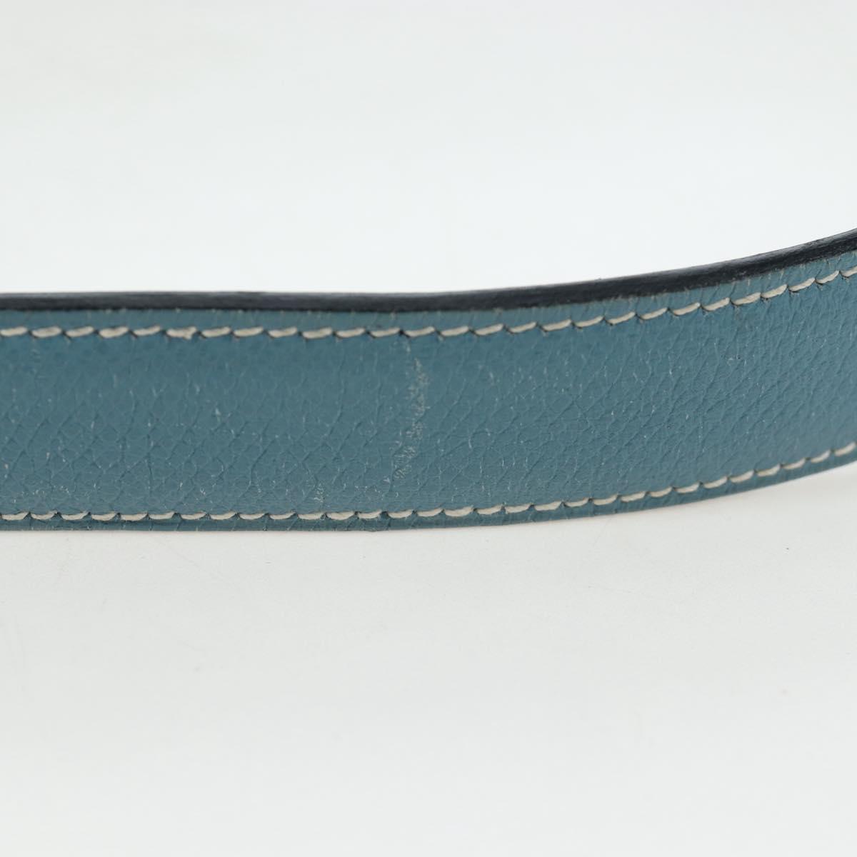 HERMES Trim 38 Shoulder Bag Leather Light Blue Silver Auth 191823M