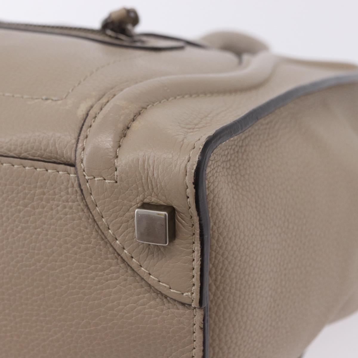 CELINE Luggage Micro Shopper Hand Bag Leather Beige Auth 191824V