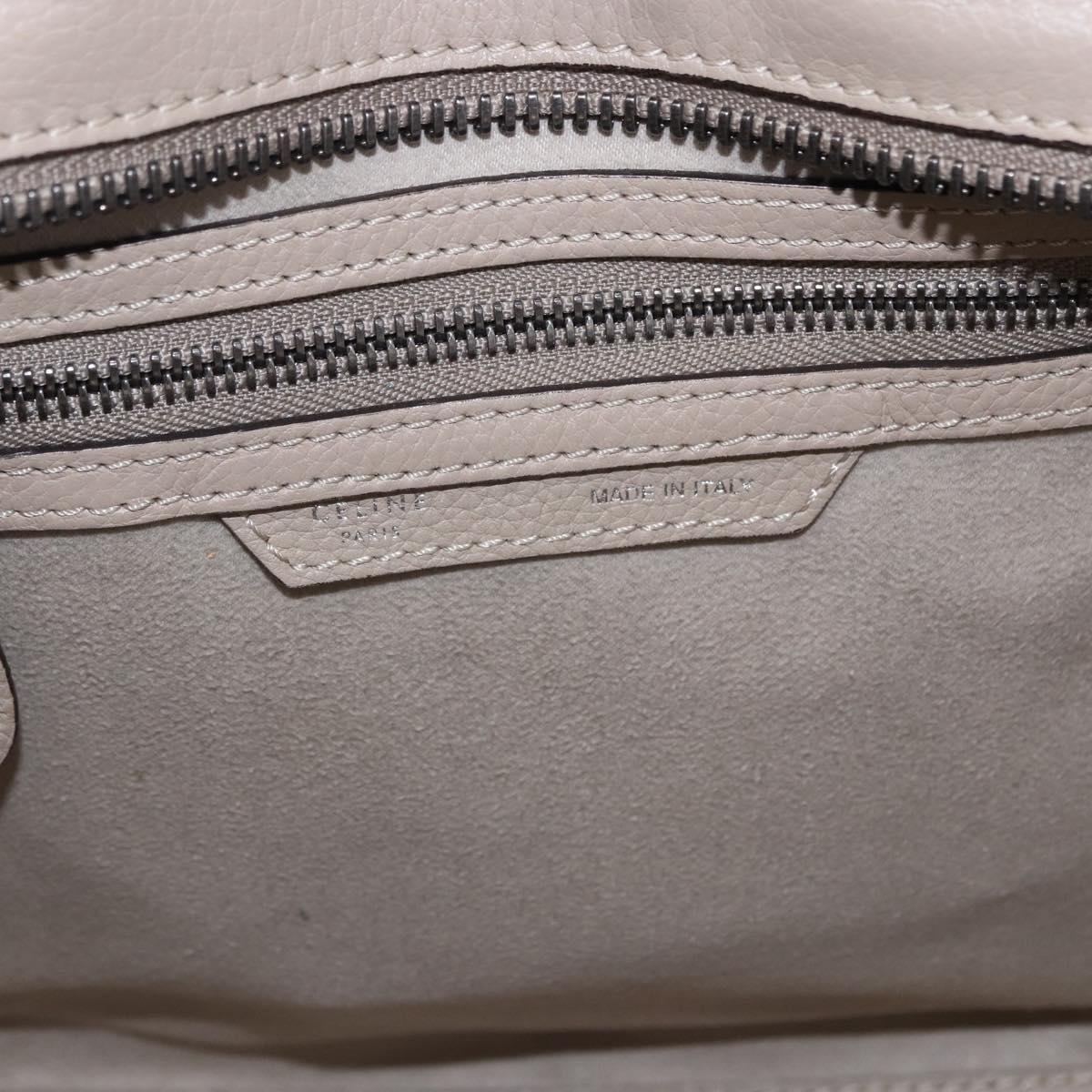 CELINE Luggage Micro Shopper Hand Bag Leather Beige Auth 191824V