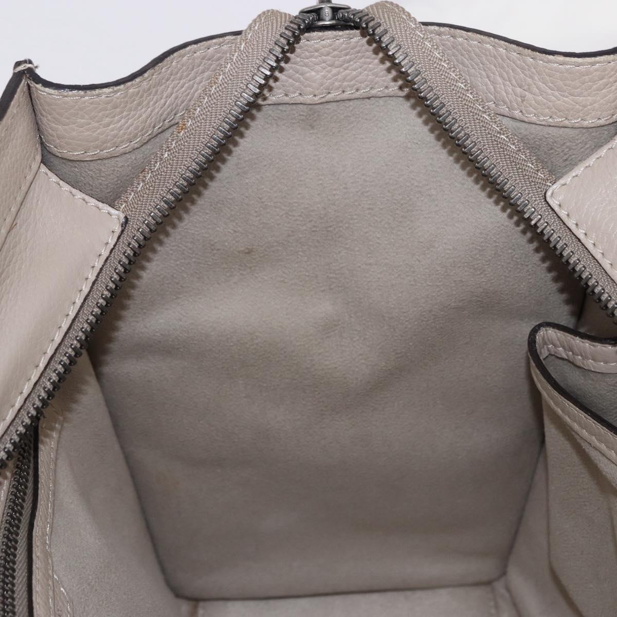 CELINE Luggage Micro Shopper Hand Bag Leather Beige Auth 191824V
