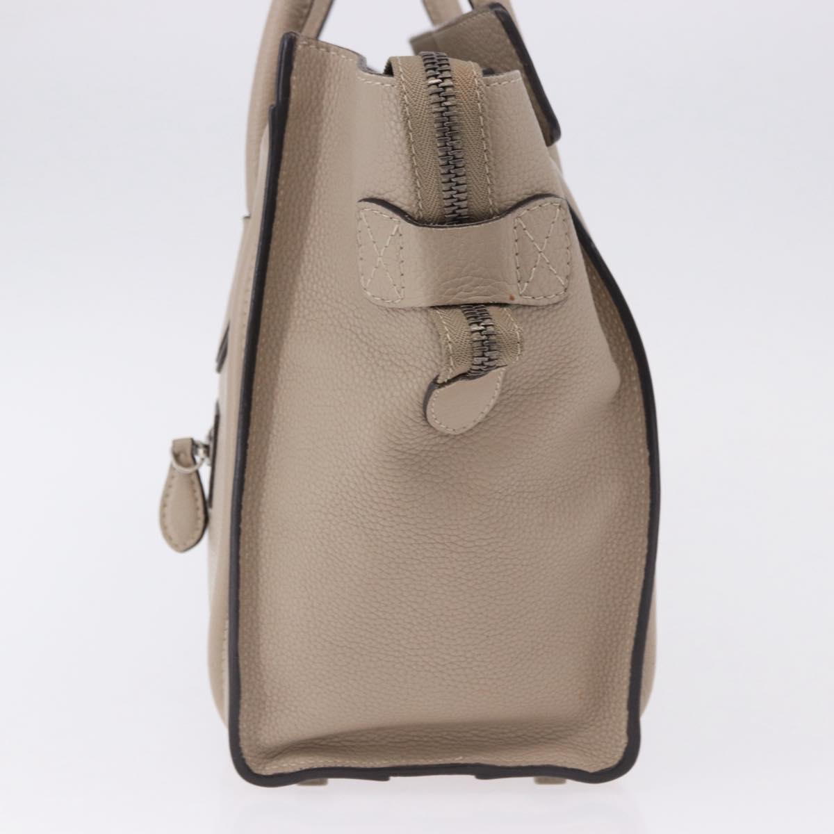 CELINE Luggage Micro Shopper Hand Bag Leather Beige Auth 191824V