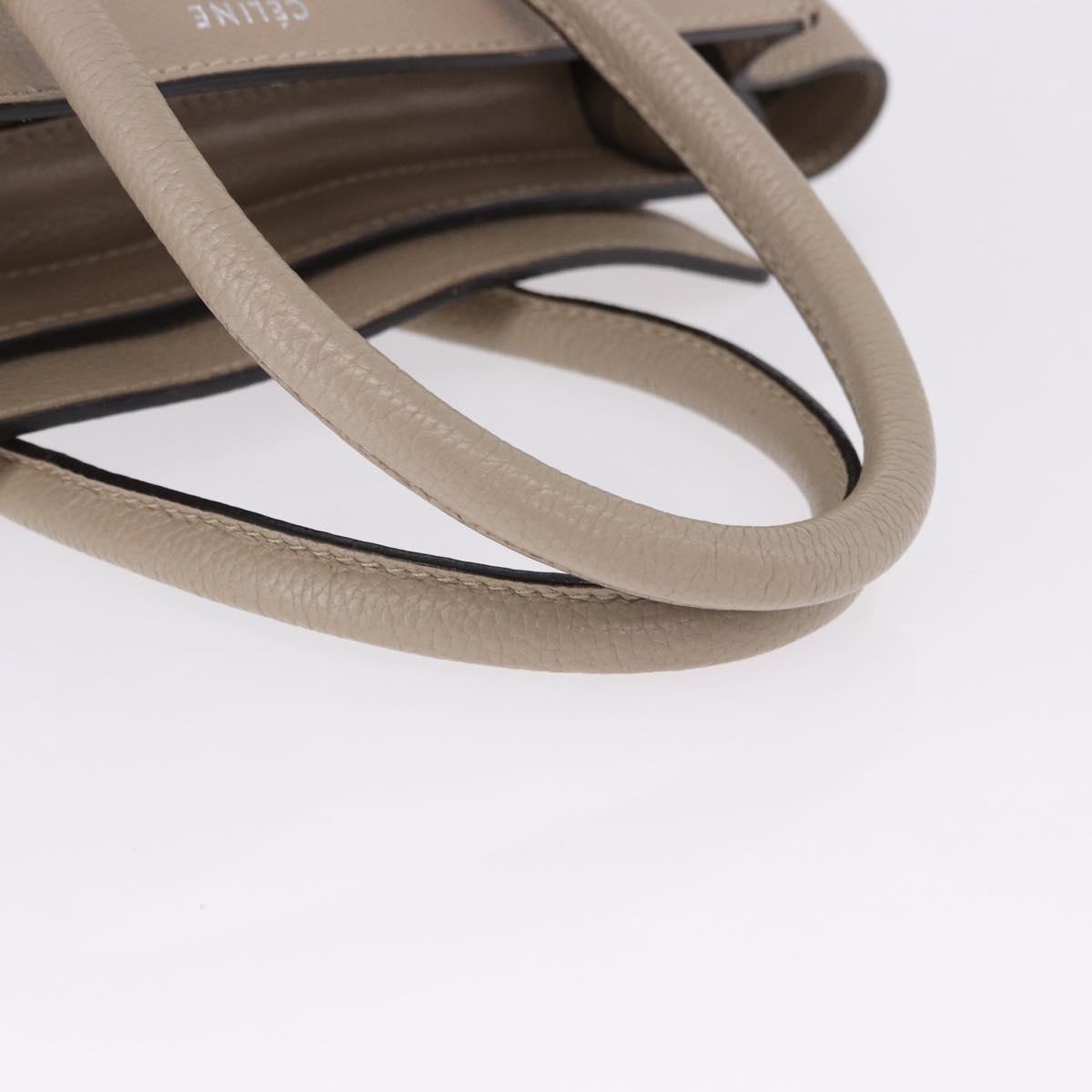 CELINE Luggage Micro Shopper Hand Bag Leather Beige Auth 191824V