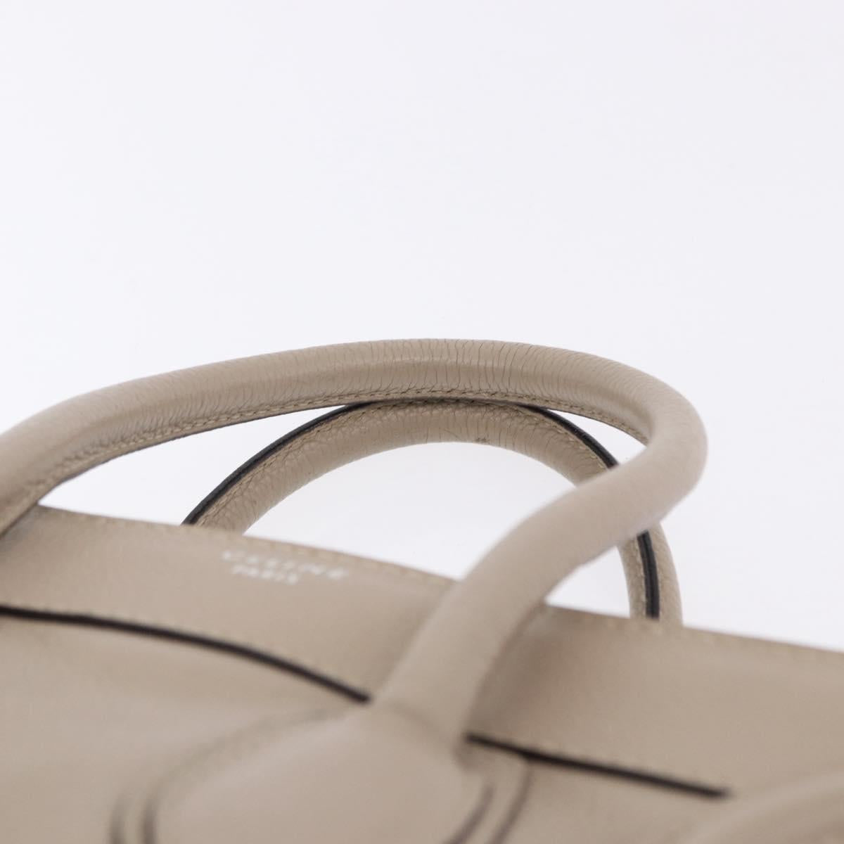 CELINE Luggage Micro Shopper Hand Bag Leather Beige Auth 191824V