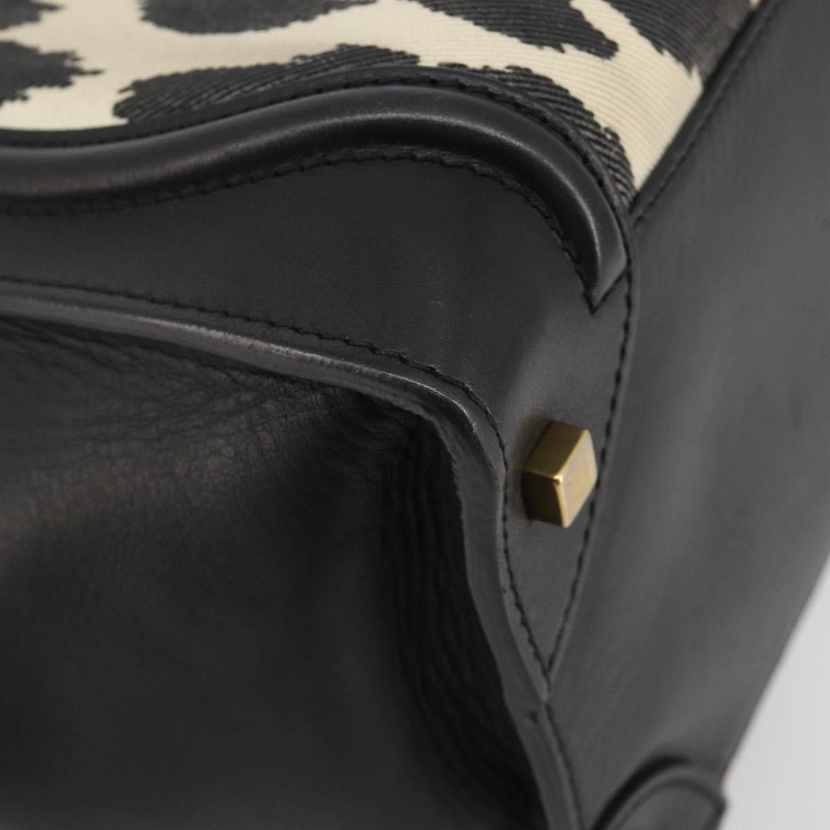CELINE Luggage Hand Bag Canvas Black Gold Auth 191825V