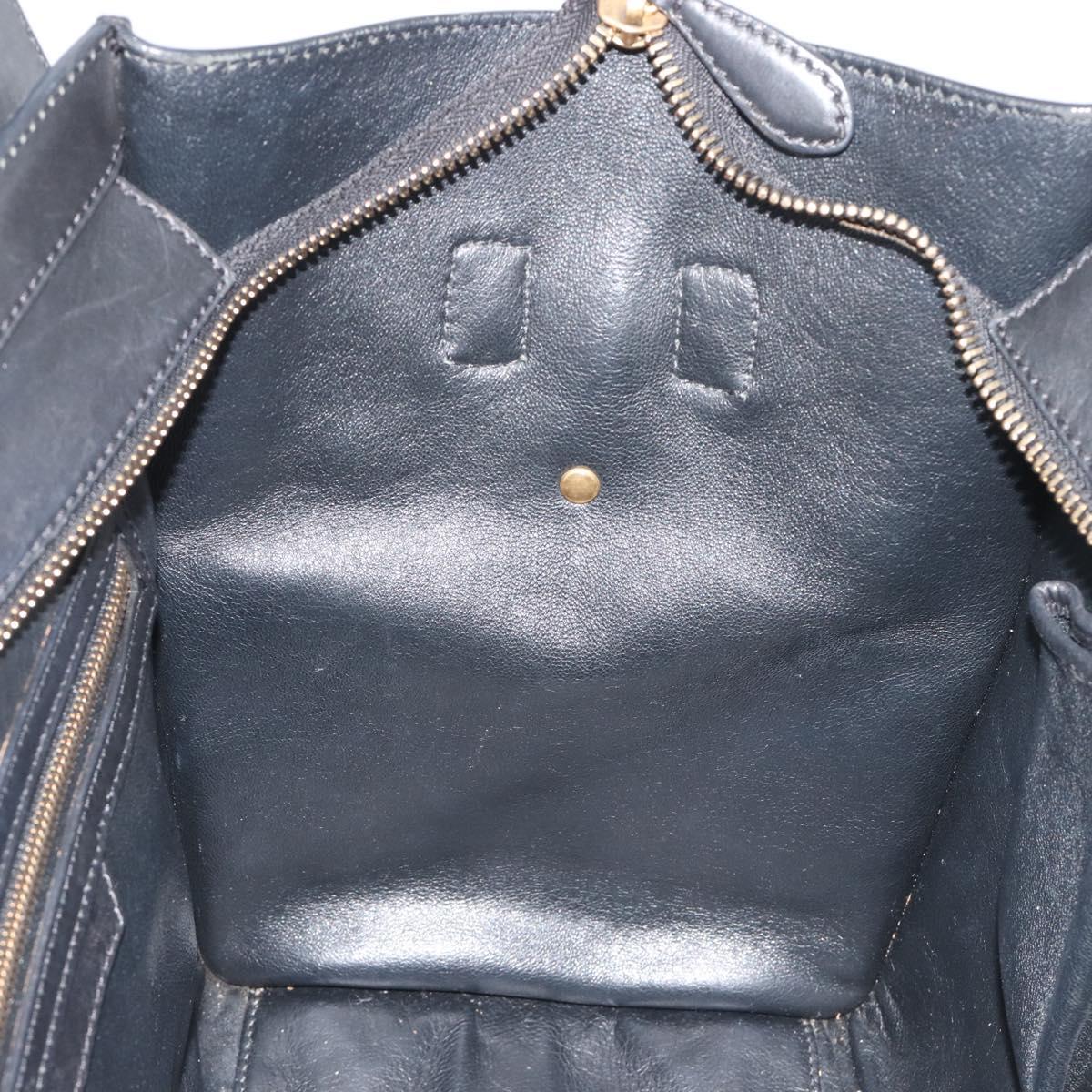 CELINE Luggage Hand Bag Canvas Black Gold Auth 191825V