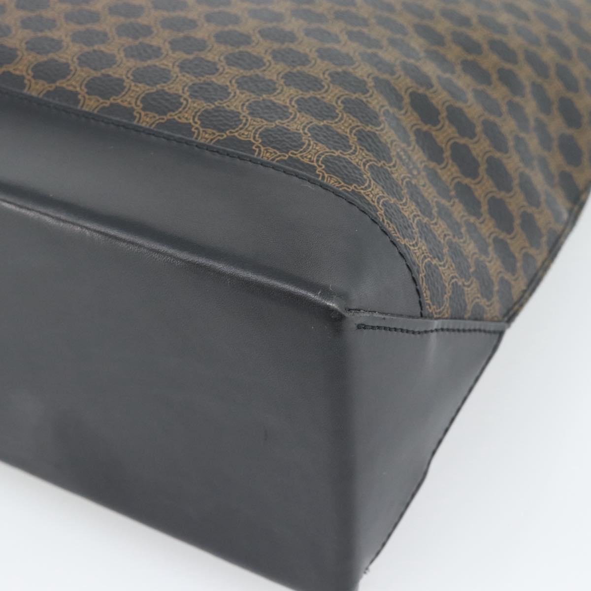CELINE Macadam Canvas Tote Bag PVC Leather Black Gold Auth 191826V