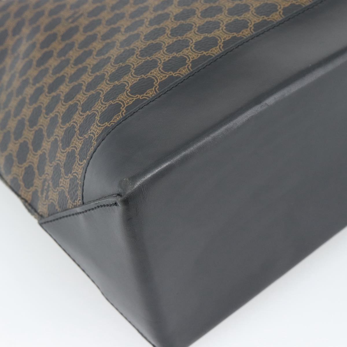 CELINE Macadam Canvas Tote Bag PVC Leather Black Gold Auth 191826V