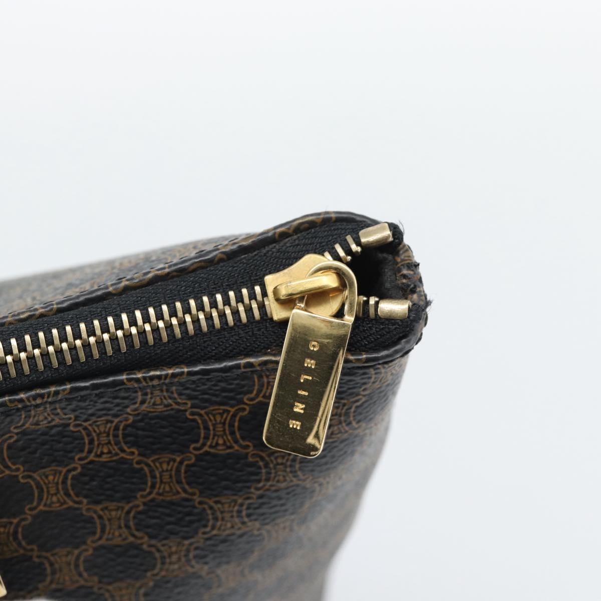 CELINE Macadam Canvas Tote Bag PVC Leather Black Gold Auth 191826V