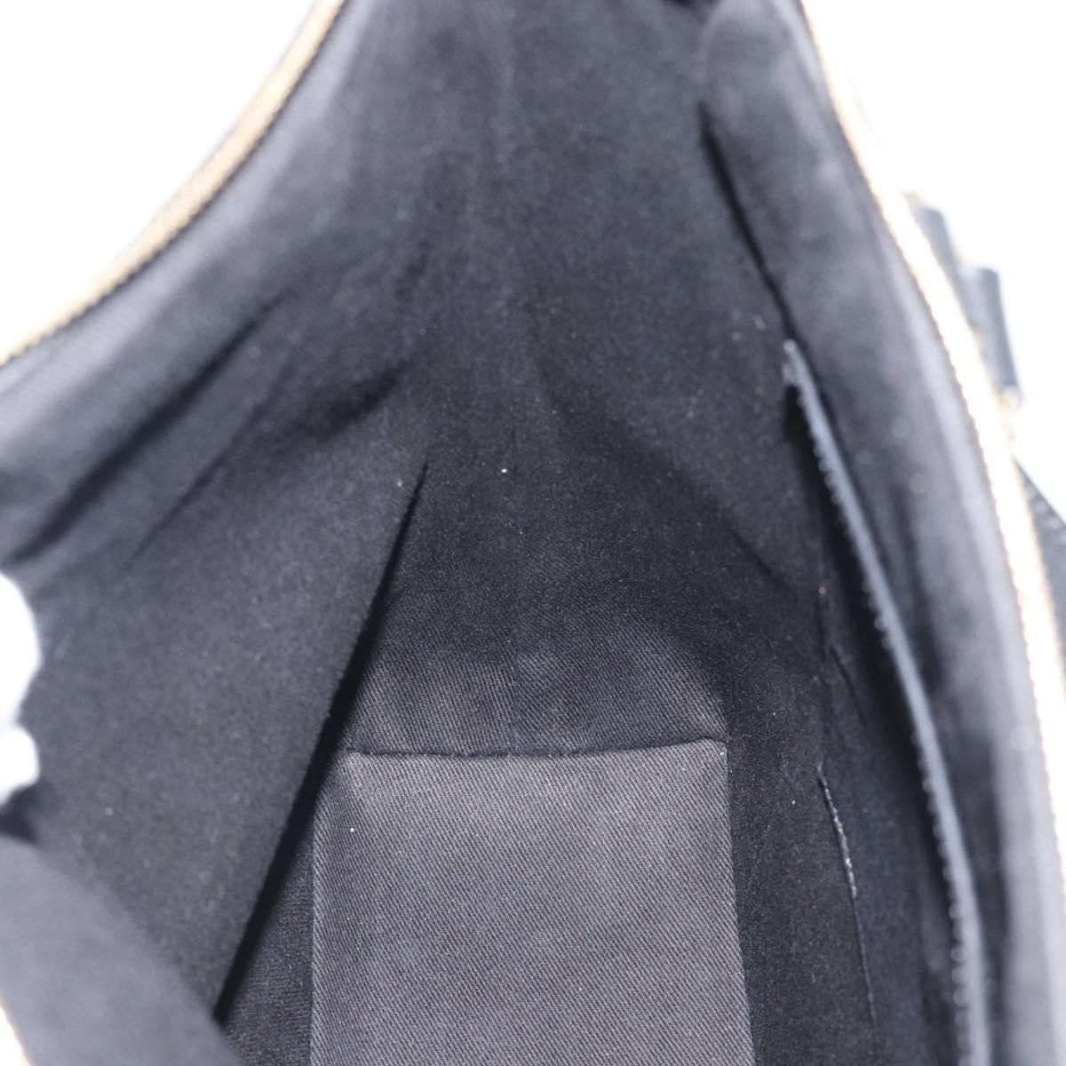 CELINE Macadam Canvas Tote Bag PVC Leather Black Gold Auth 191826V