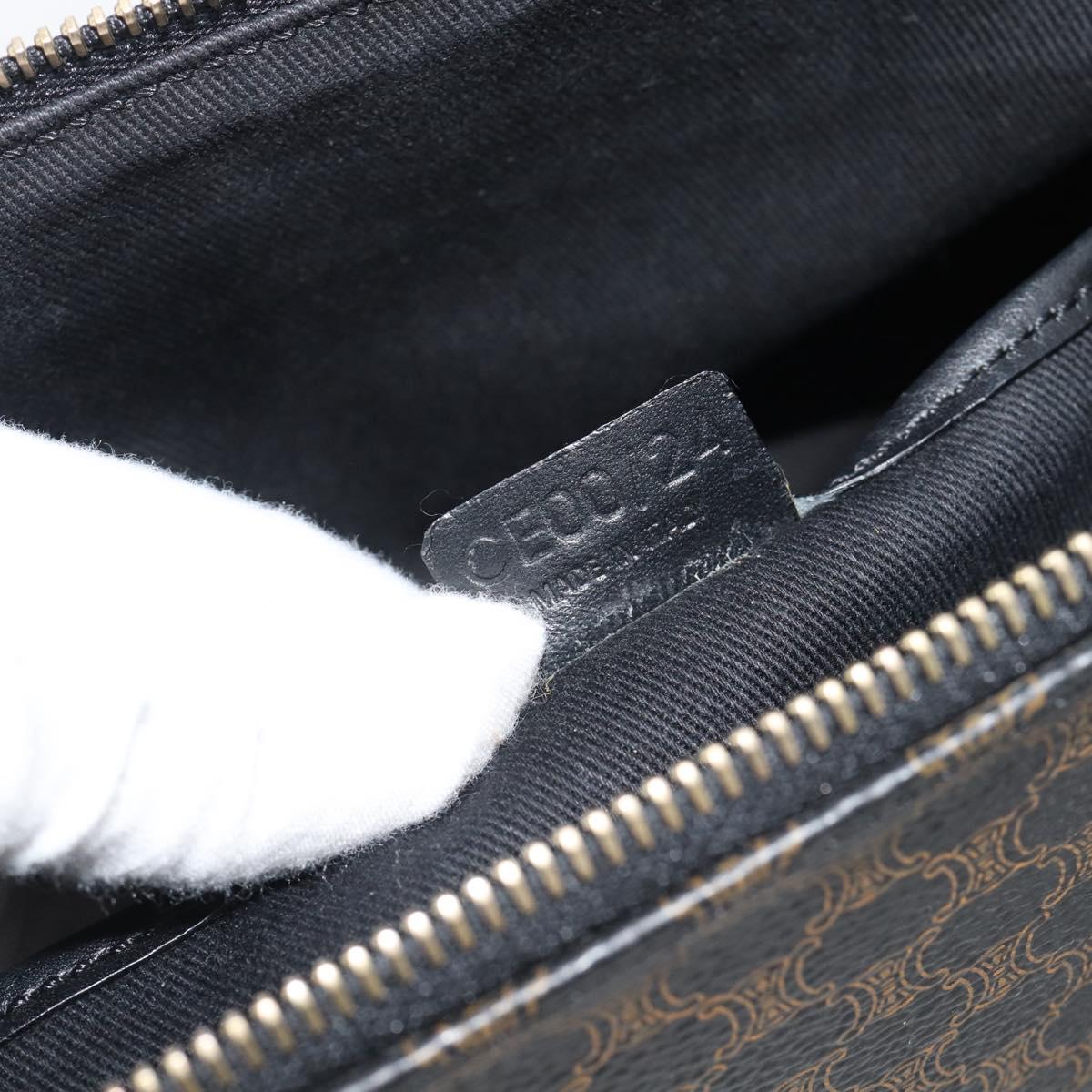 CELINE Macadam Canvas Tote Bag PVC Leather Black Gold Auth 191826V