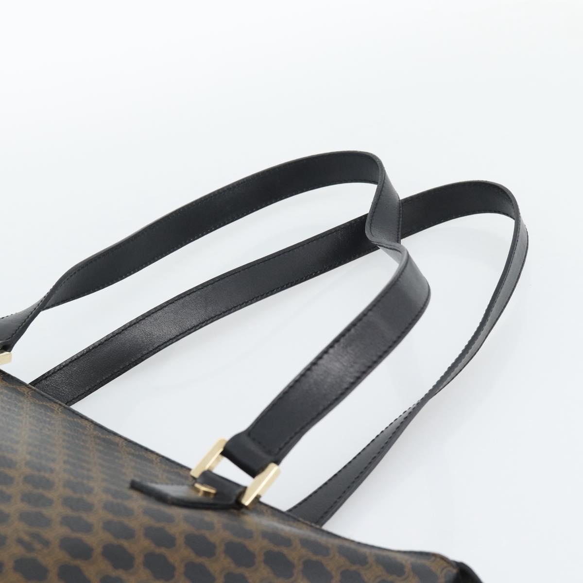 CELINE Macadam Canvas Tote Bag PVC Leather Black Gold Auth 191826V