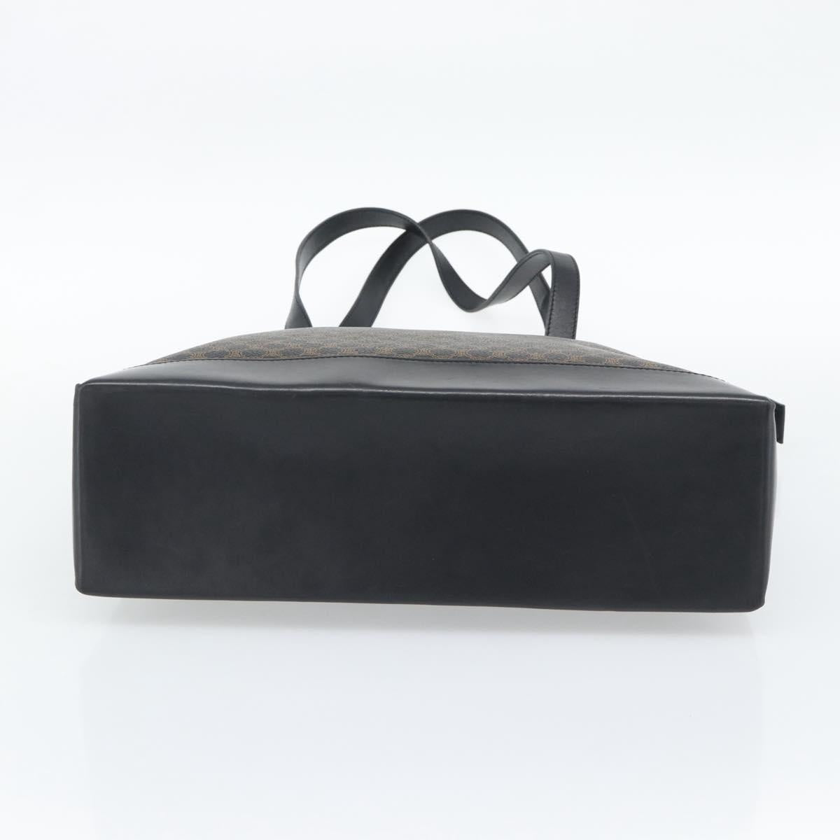 CELINE Macadam Canvas Tote Bag PVC Leather Black Gold Auth 191826V