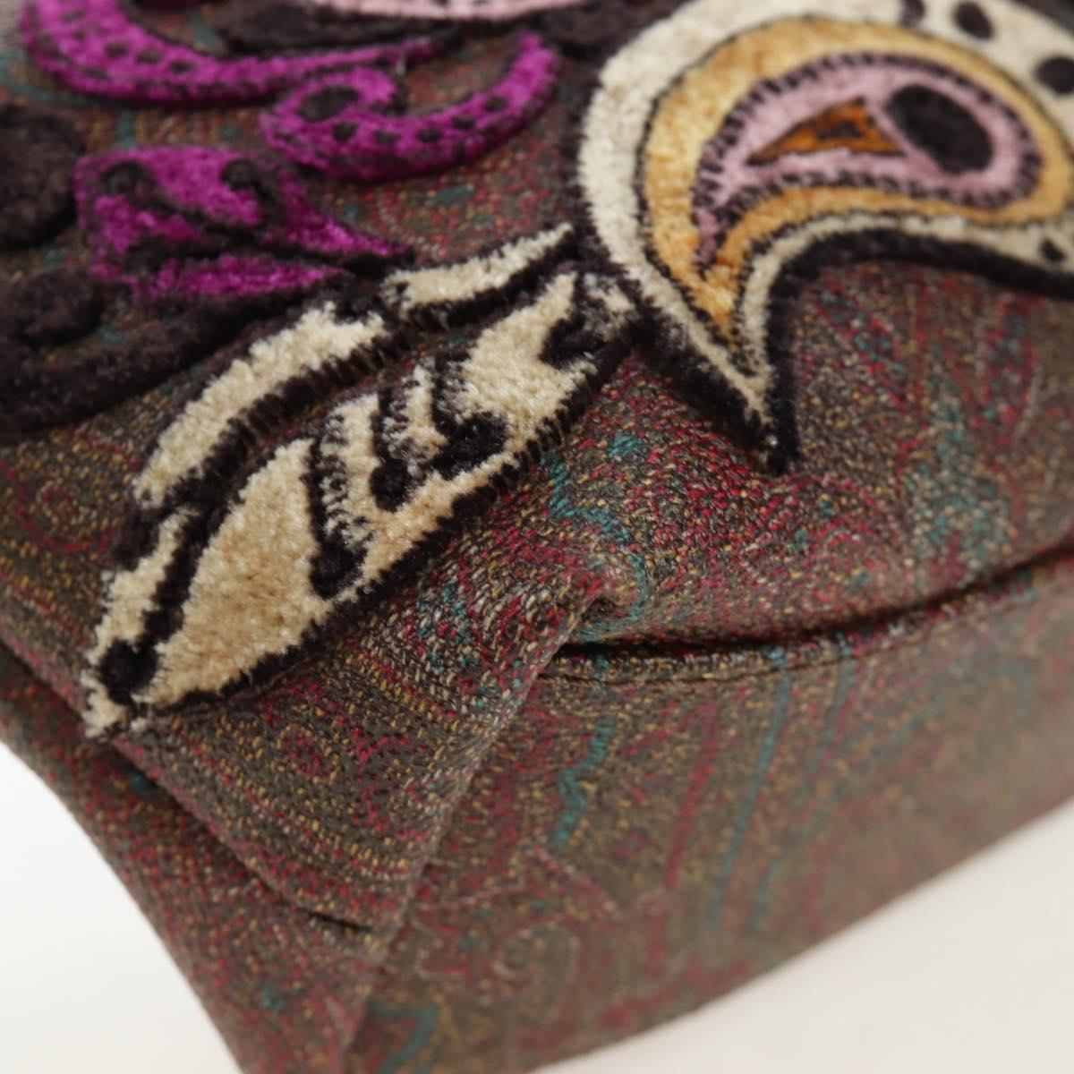 ETRO Paisley Patchwork Shoulder Bag PVC Leather Brown Bordeaux Auth 191827V