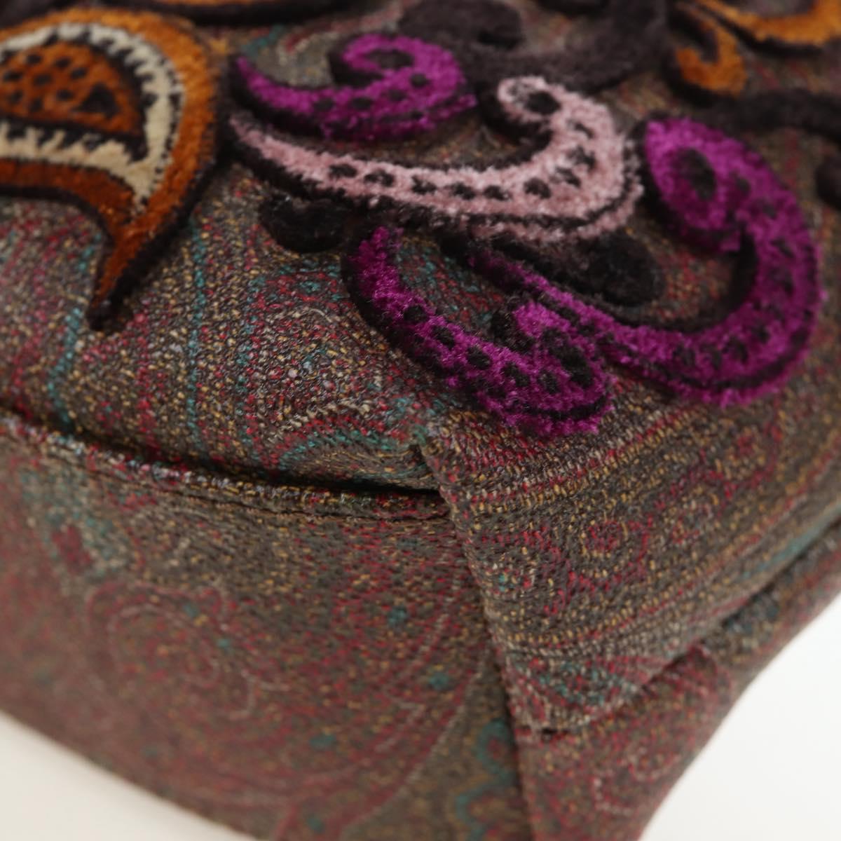 ETRO Paisley Patchwork Shoulder Bag PVC Leather Brown Bordeaux Auth 191827V