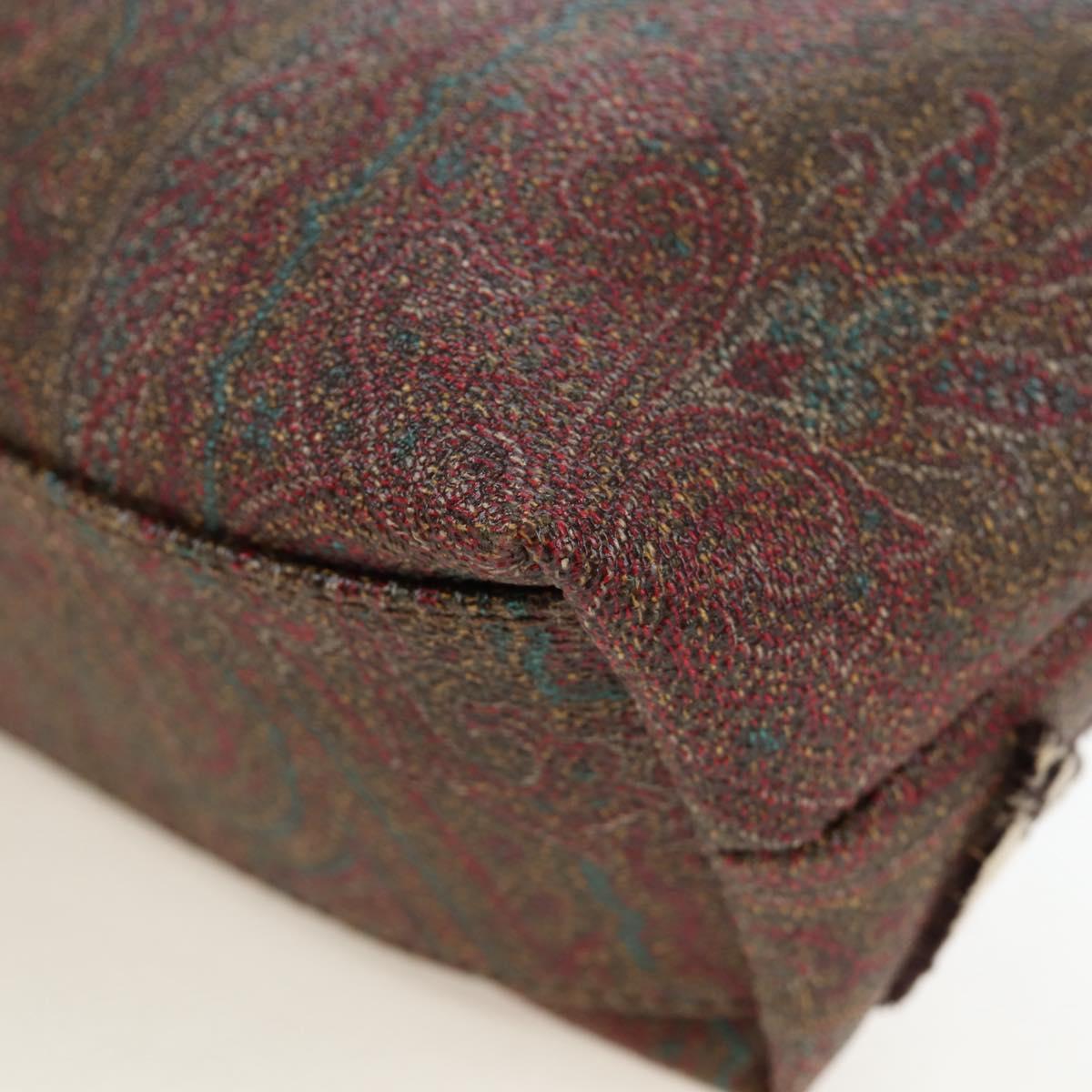 ETRO Paisley Patchwork Shoulder Bag PVC Leather Brown Bordeaux Auth 191827V