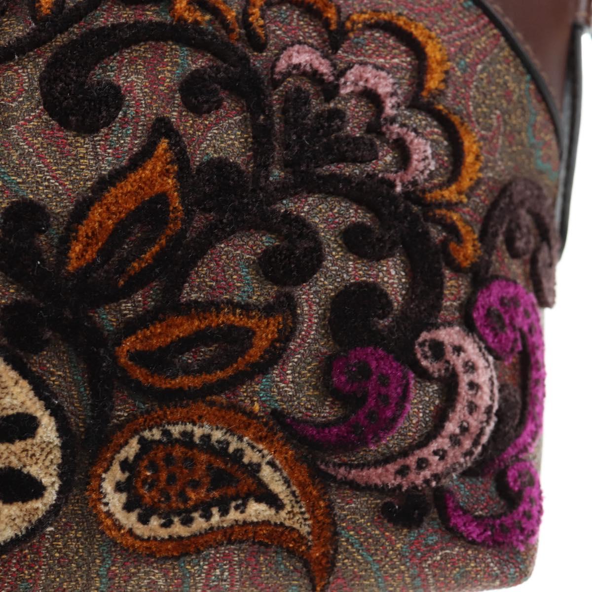 ETRO Paisley Patchwork Shoulder Bag PVC Leather Brown Bordeaux Auth 191827V