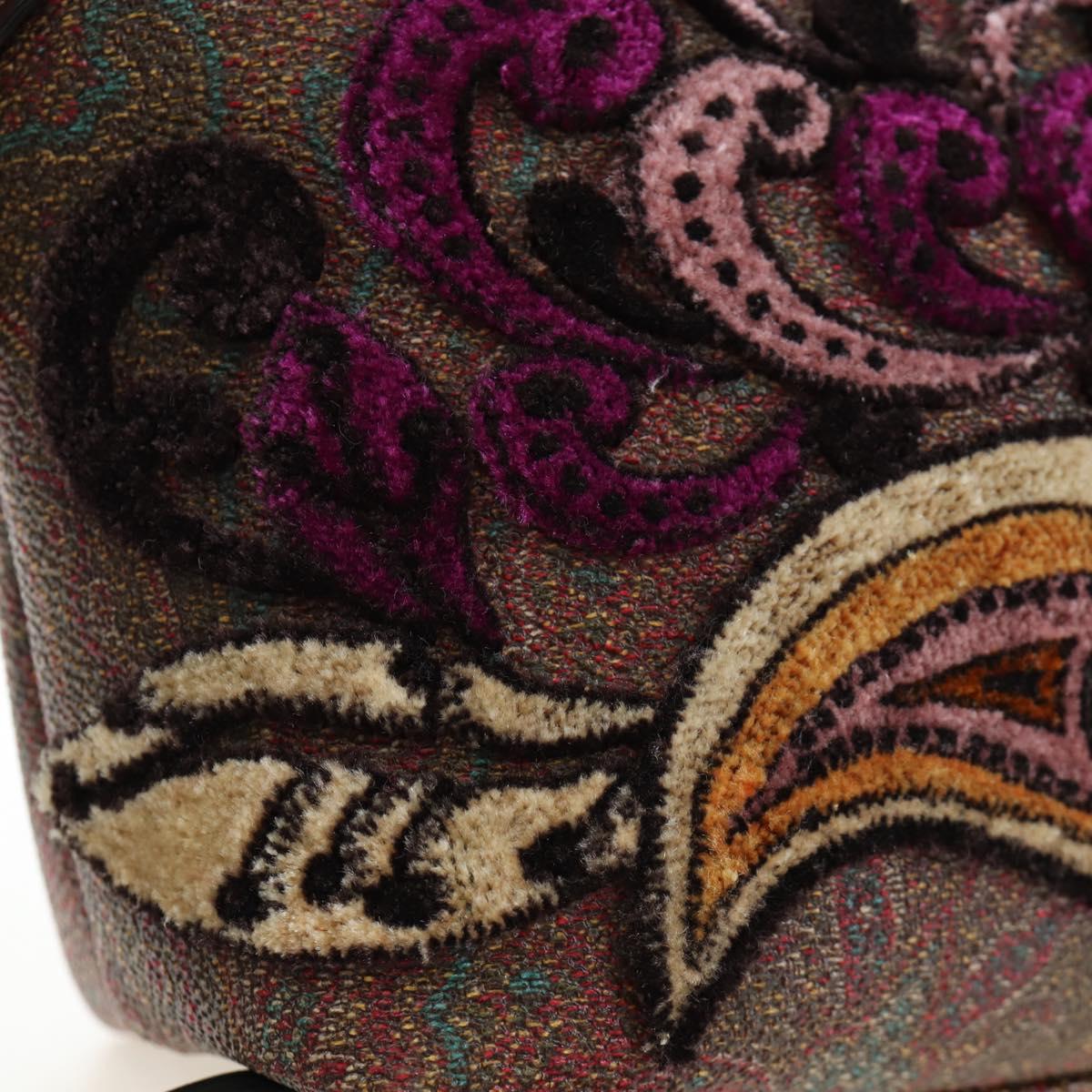ETRO Paisley Patchwork Shoulder Bag PVC Leather Brown Bordeaux Auth 191827V